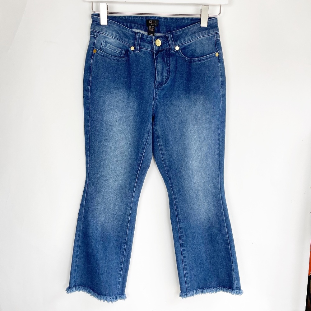GILI Womens Jeans Size 0P 0 Petite Cropped Medium Wash Stretch Cut Off